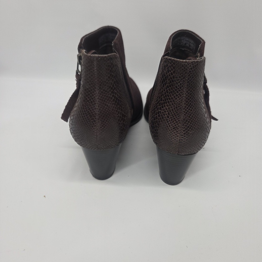 Vionic Upright Anne Java Snake Ankle Boots Size 8 Suede Zip Heel Comfort - Picture 4 of 16
